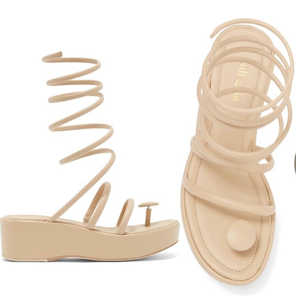 NWB Cult Gaia Alba Platform Strappy Sandals in Sand - Size 6